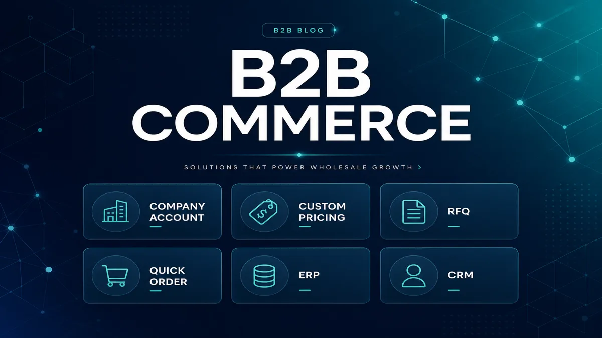 B2B commerce features for Gujarat manufacturers — company account, custom pricing, RFQ, quick order, ERP, CRM