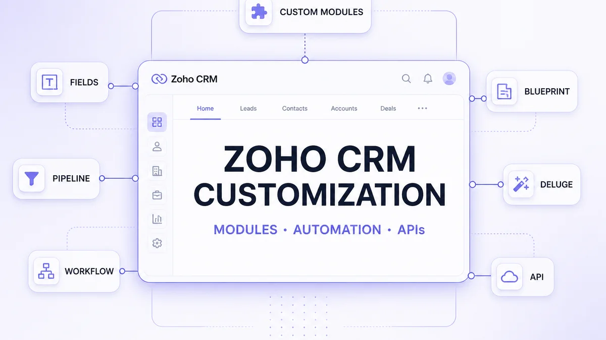 Zoho CRM customization including modules, workflows, automation and integrations
