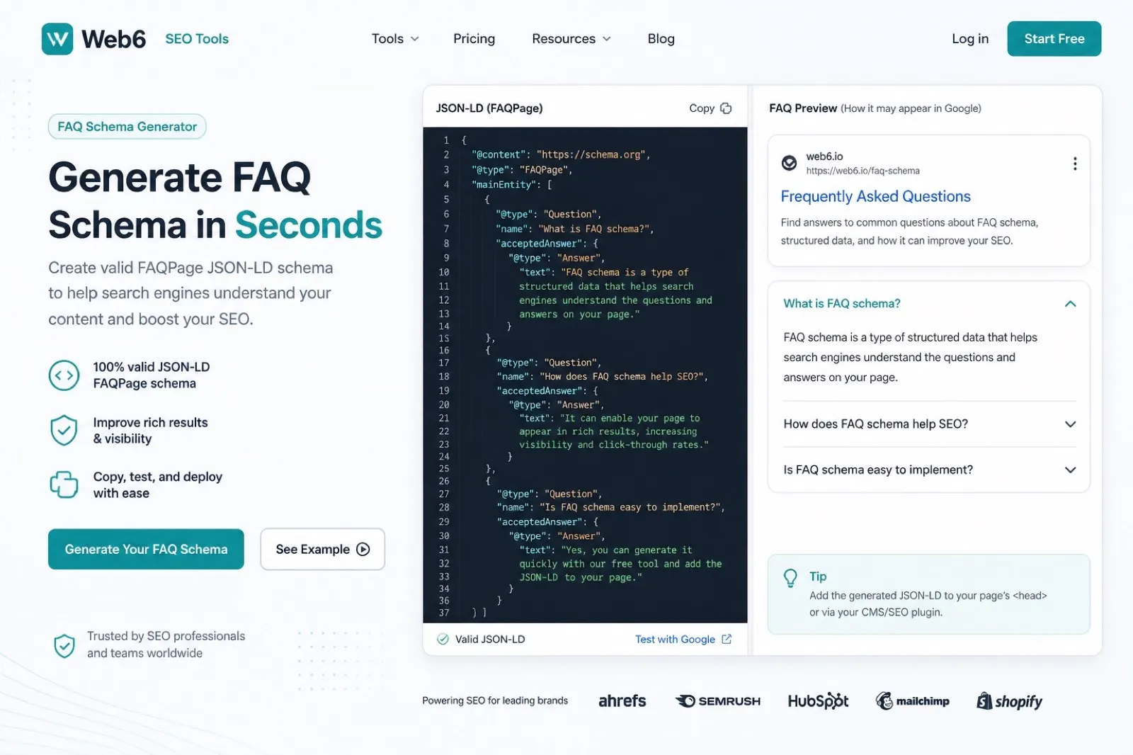 FAQ Schema Generator Tool
